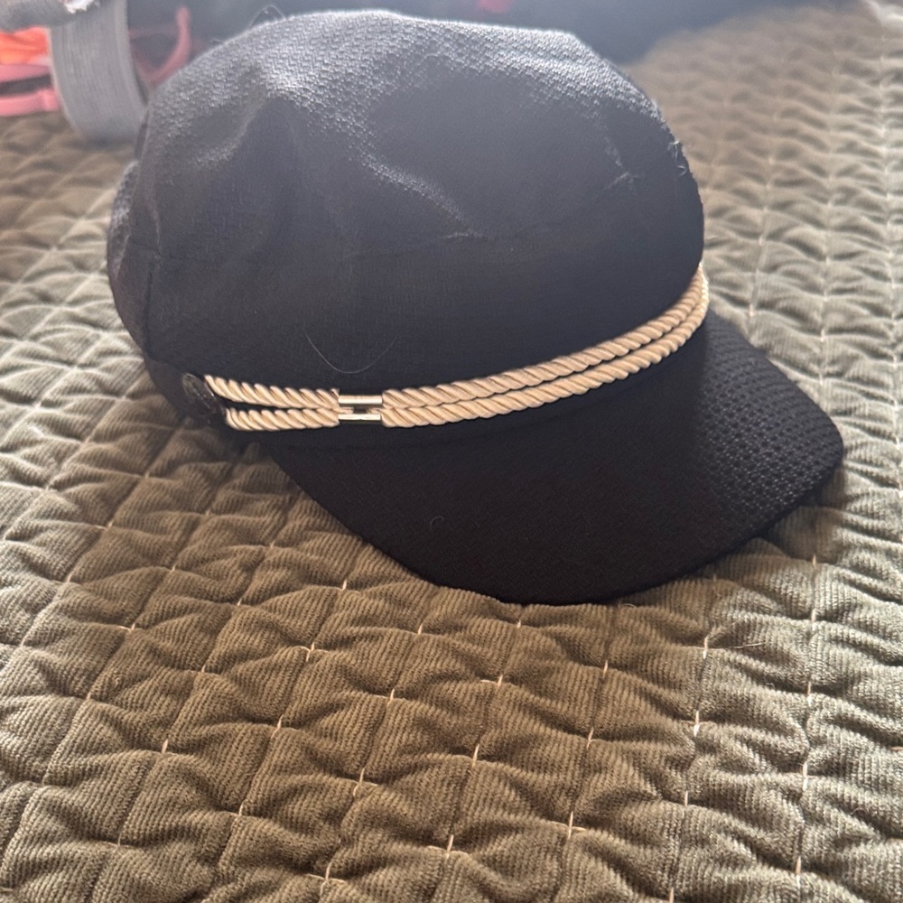 Forever 21 Black Cap with White Rope Detail